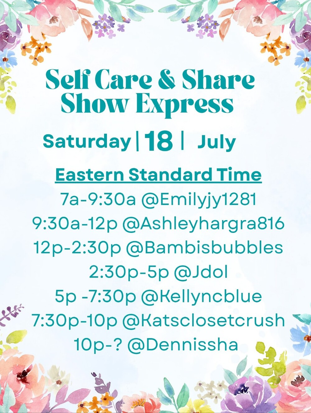 Self Care & Share Show Express 7/18
